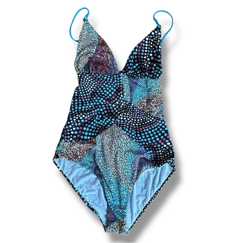 Missoni Multicolor Abstract One Piece Swimsuit Deep V Size IT 42 US 6